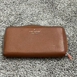 Kate Spade Cognac Leather Zip Wallet